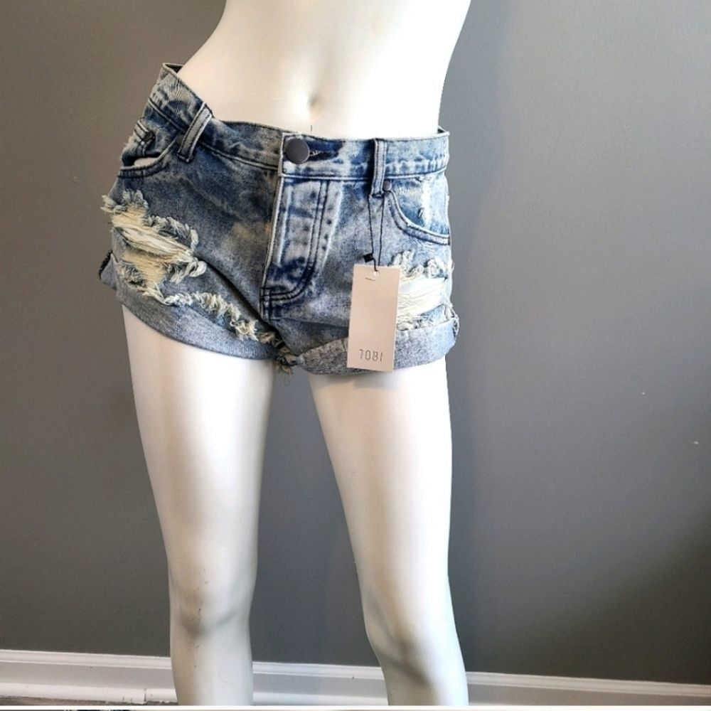 TOBI Distressed Jean Shorts Womens Size 27 NEW WITH TAGS - Picture 4 of 10